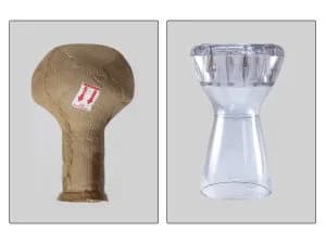 A comparison picture of a vase turned upside down with a picture of a Darbuka, showing how similar they are