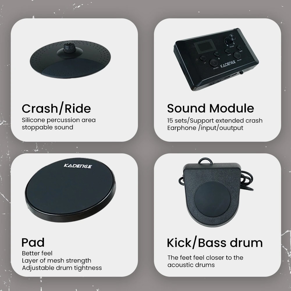 Kadence MT10L Home Series 3-Piece Kids Electric Drum Kit, view 5 of 6