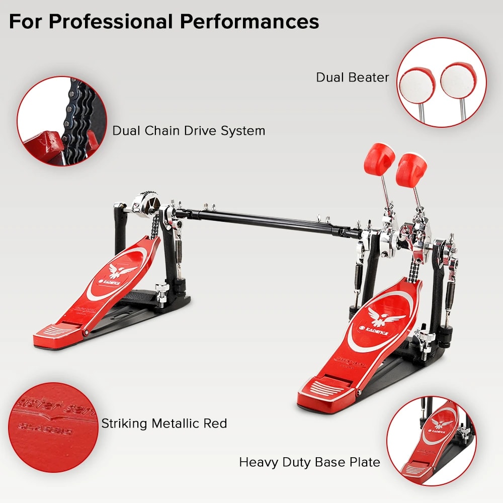 Kadence DBP-TWN-RD Jamming Series Double Kick Bass Drum Pedal, view 3 of 6