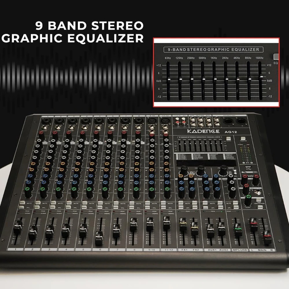 Kadence AG12 Touring Series 12-Channel Professional Audio Mixer, view 3 of 7