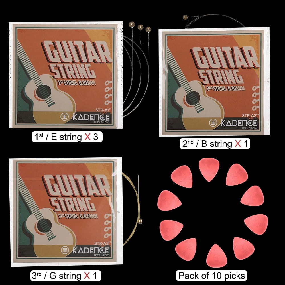 Kadence E3BG-HG48R Jamming Series Guitar Phosphor Bronze Strings & Polycarbonate Picks Combo, view 1 of 6
