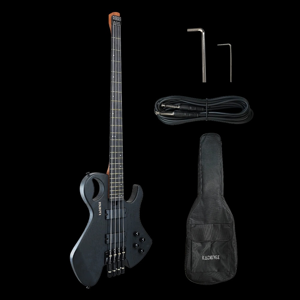 Headless 4-String Electric Bass Guitar · Black