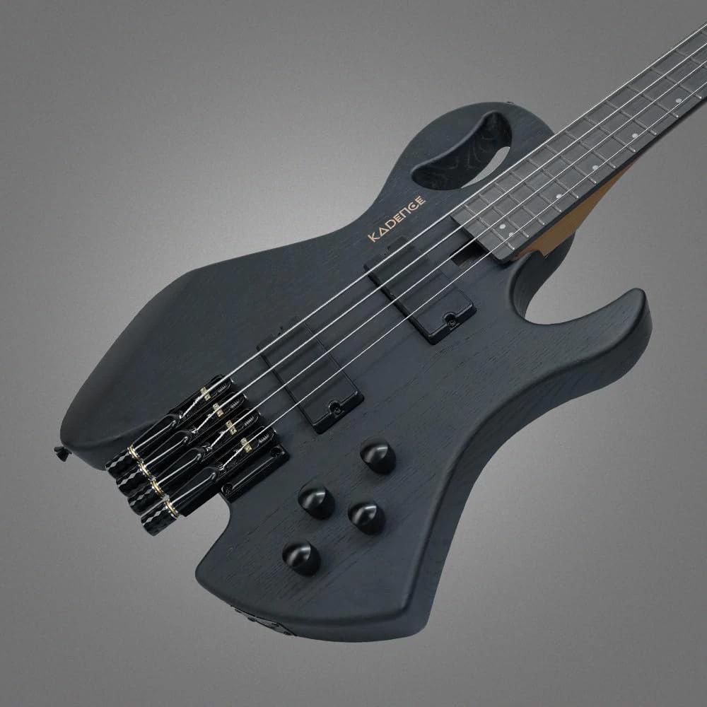 Kadence EBHL01BK Headless 4-String Electric Bass Guitar, view 4 of 6