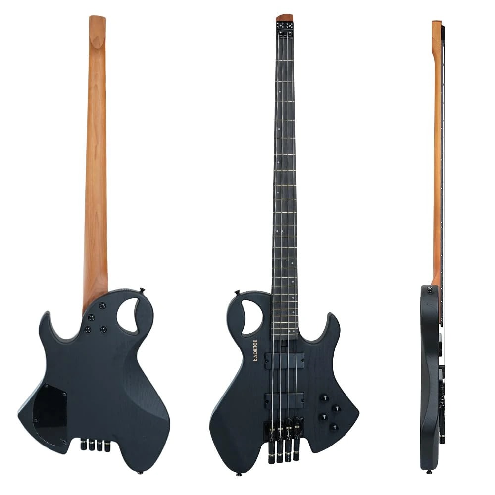 Kadence EBHL01BK Headless 4-String Electric Bass Guitar, view 5 of 6