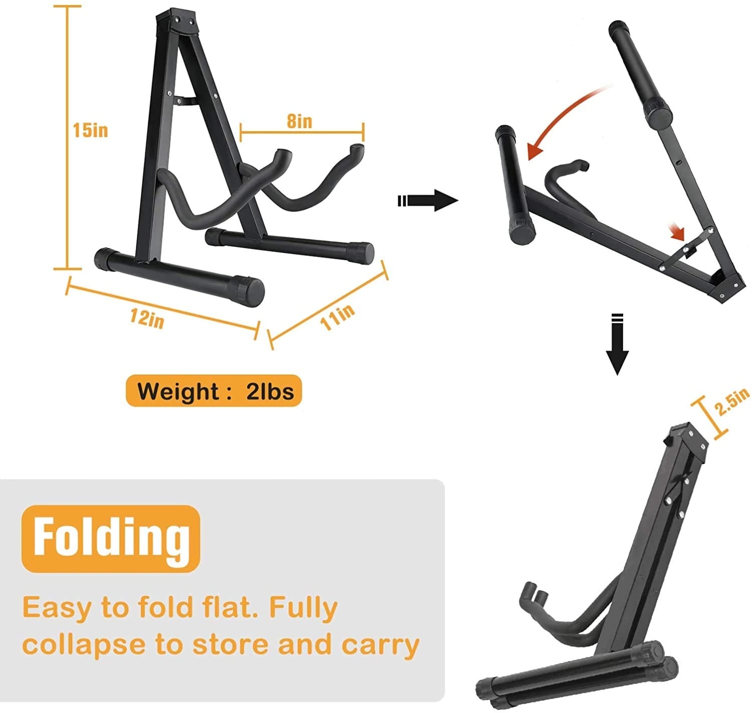 Kadence GSTD-D018 Touring Series Foldable A-Frame Guitar Stand, view 3 of 9