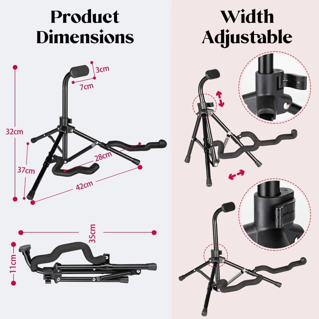 Kadence NK51 Touring Series Foldable Tripod Guitar Stand, view 3 of 7