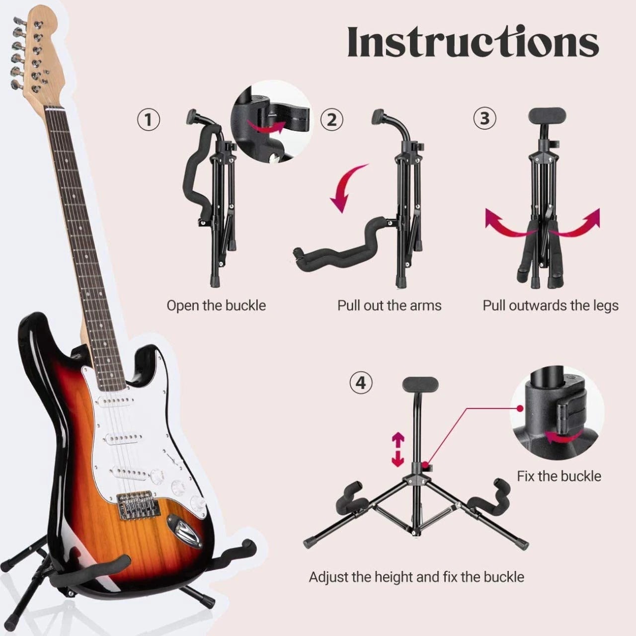 Kadence NK51 Touring Series Foldable Tripod Guitar Stand, view 6 of 7