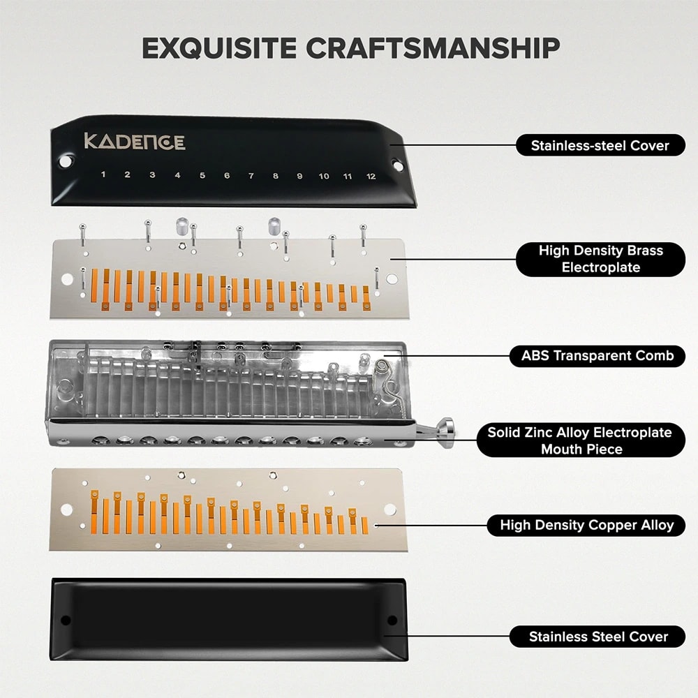 Kadence SC12 Touring Series 12-Hole Chromatic Harmonica (Mouth Organ), view 3 of 6