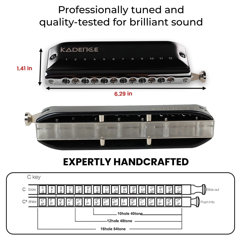 Kadence SC12 Touring Series 12-Hole Chromatic Harmonica (Mouth Organ), view 5 of 6