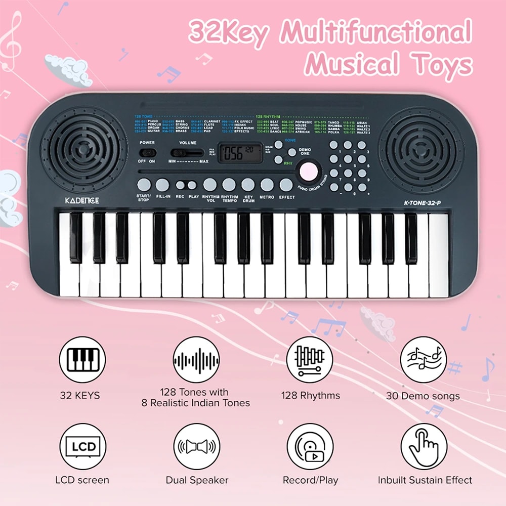 Kadence K-Tone 32B Mini Keyboard for Kids, view 2 of 6