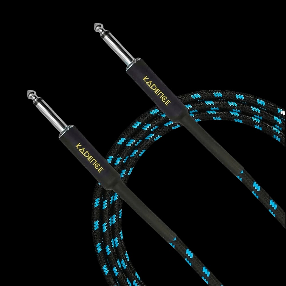 Kadence KJJ-3M Jamming Series 3m Instrument Cable | 6.35 mm TS Mono Jack | Braided Tangle-Resistant Sleeve | Low-Noise OFC Core