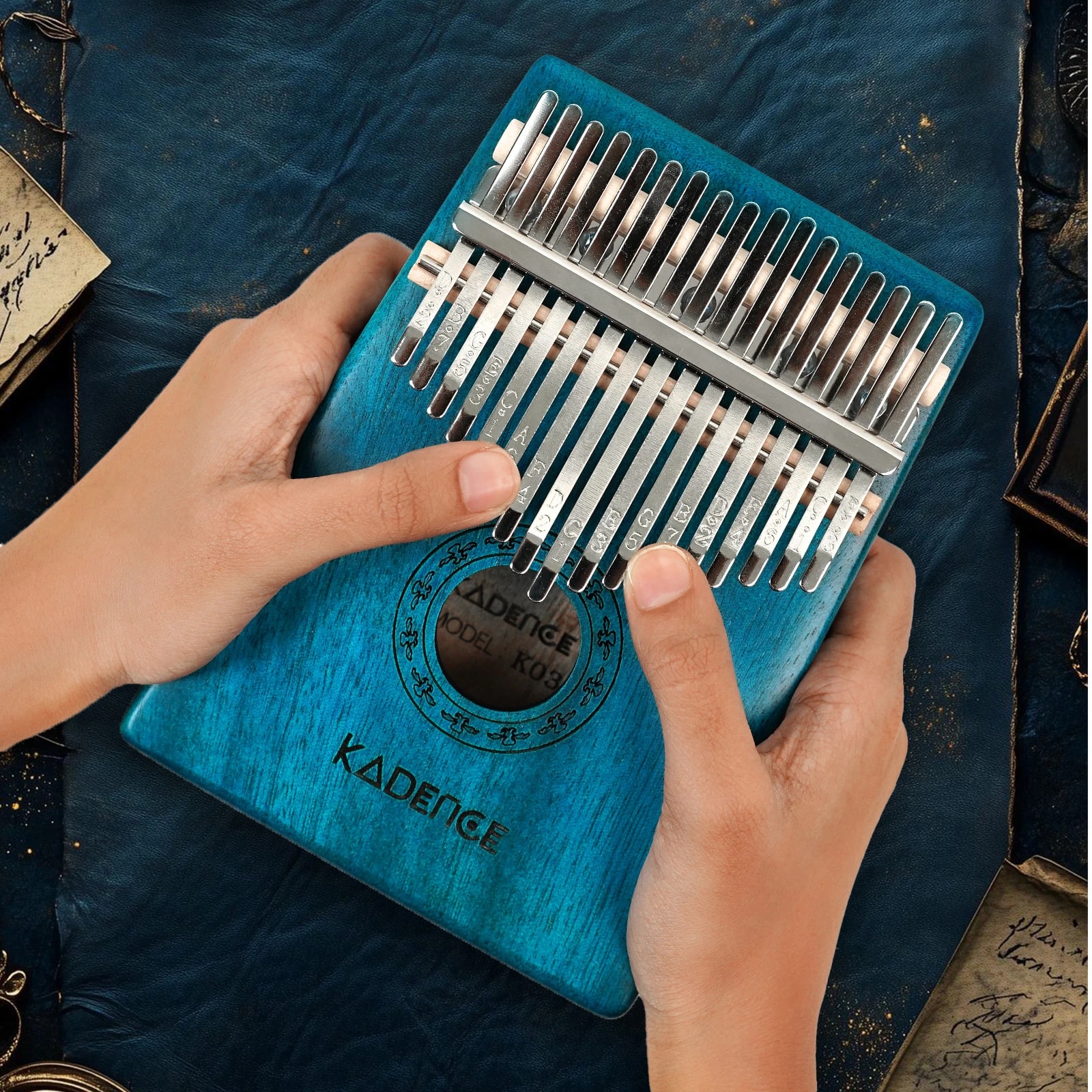 Kadence K03BLU 17-Key Kalimba Thumb Piano, view 4 of 6