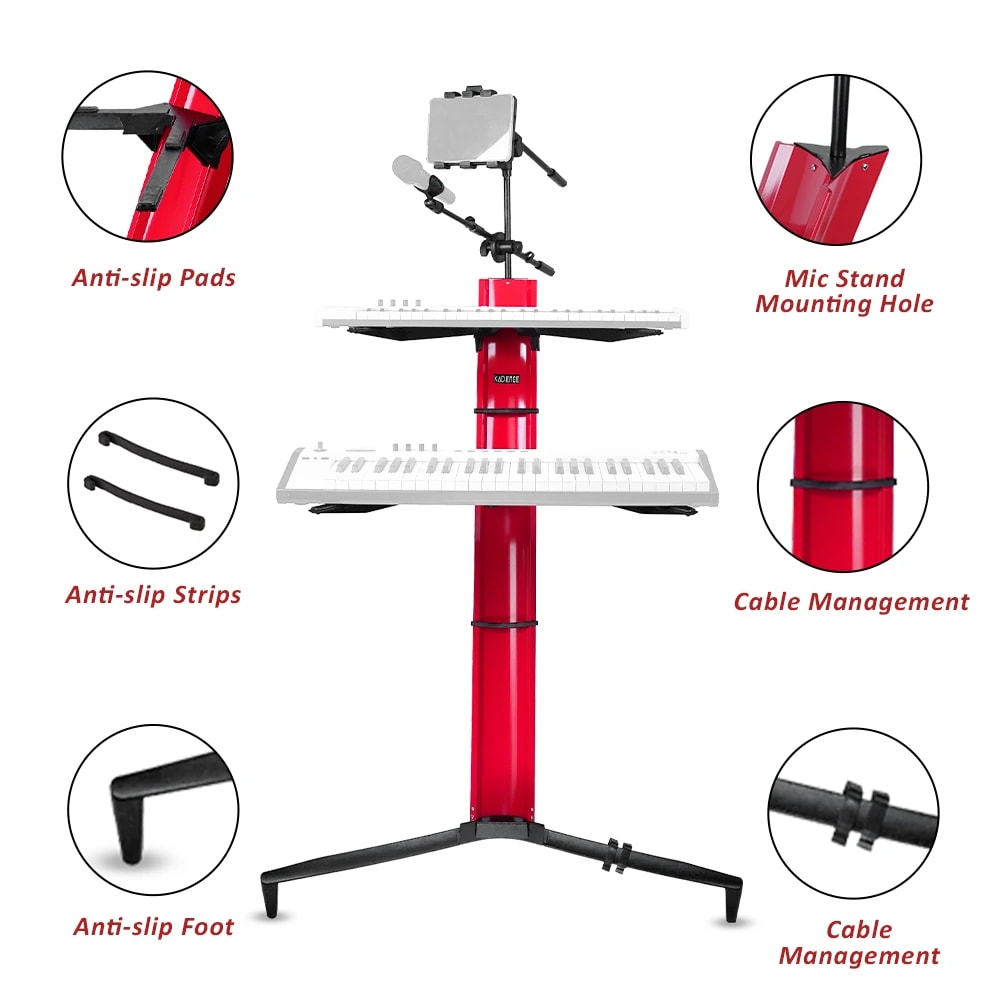 Kadence NK301RD Touring Series Professional Double Tier Z-Style Keyboard/Spider Stand, view 4 of 6