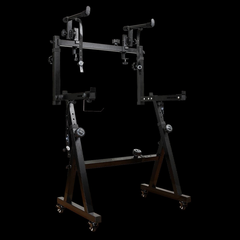 NK308+309 Touring Series 12.66kg Dual-Tier Keyboard Stand with Wheels · Black