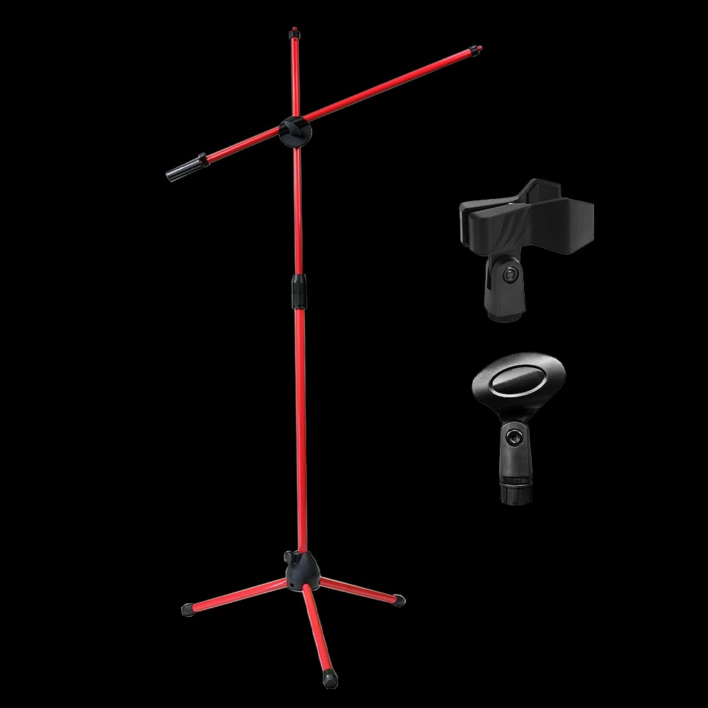 Home Series Mic Stand with Boom Arm · Red