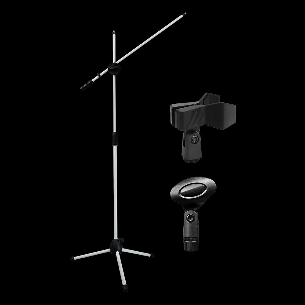 Home Series Mic Stand with Boom Arm · White