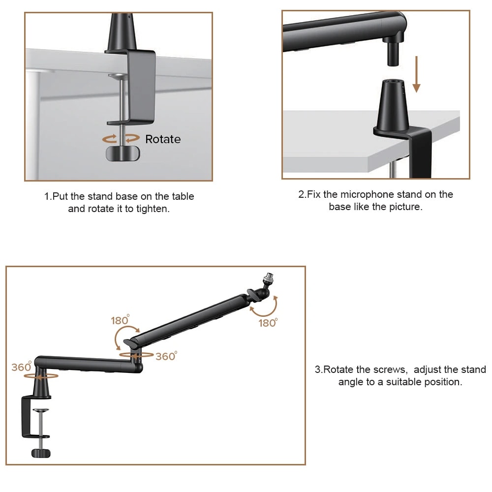 Kadence NB55-BK Touring Series Professional Mic Boom Arm Stand, view 4 of 6