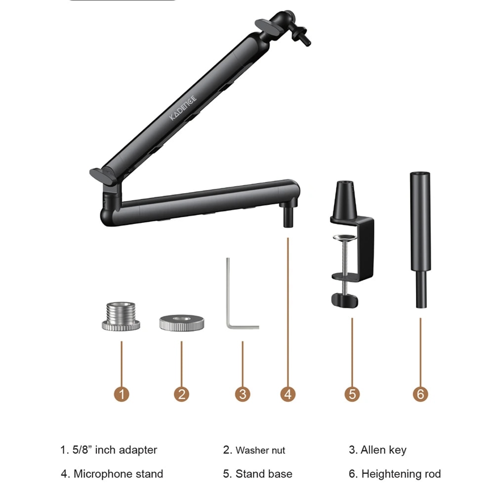 Kadence NB55-BK Touring Series Professional Mic Boom Arm Stand, view 5 of 6