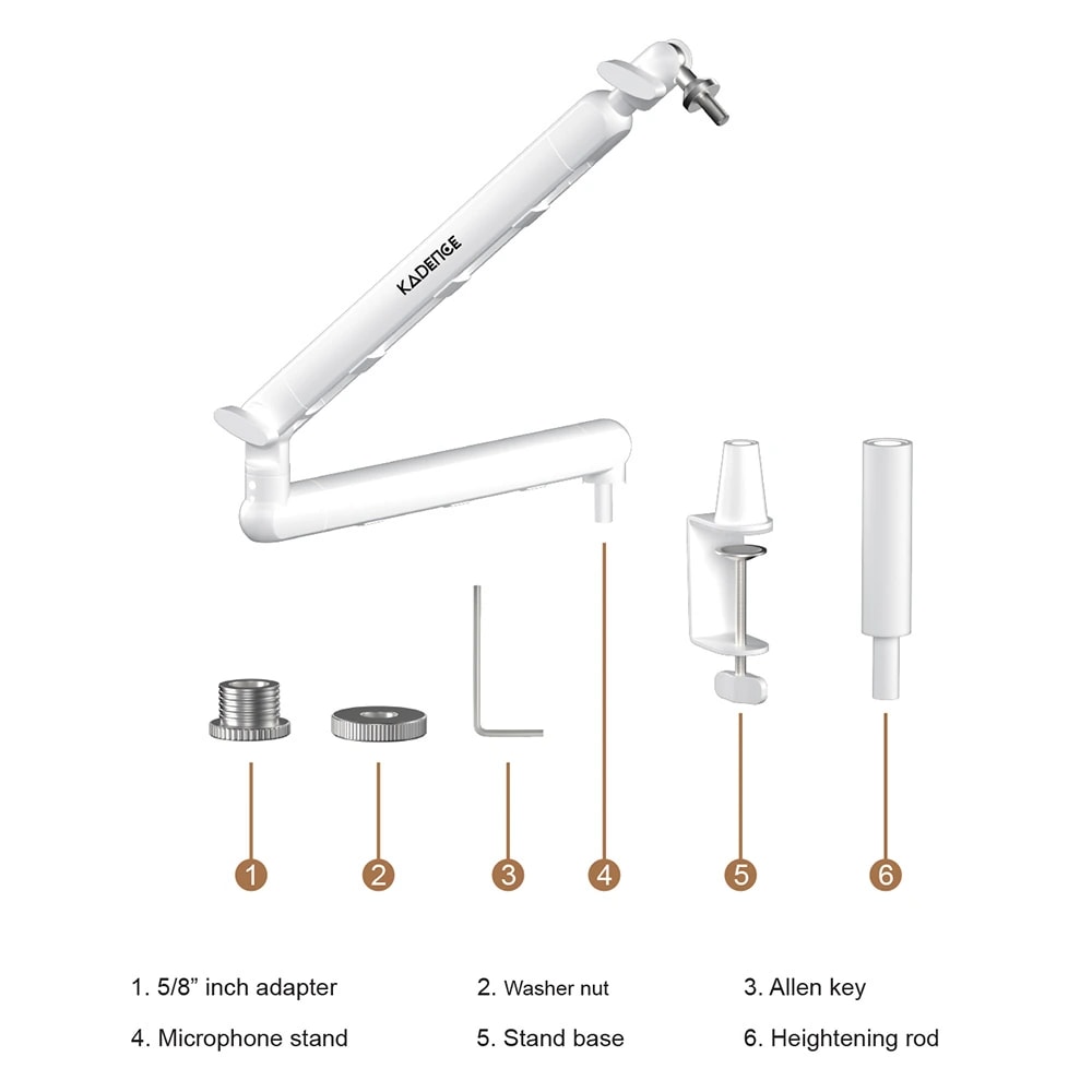 Kadence NB55-WH Touring Series Professional Mic Boom Arm Stand, view 5 of 6