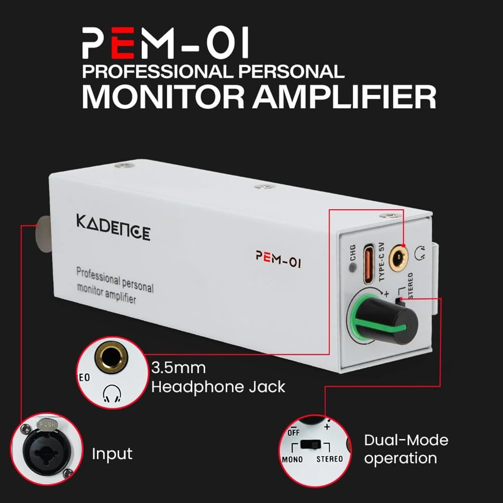 Kadence PEM-01 Jamming Series In-Ear Monitor Amplifier, view 3 of 6