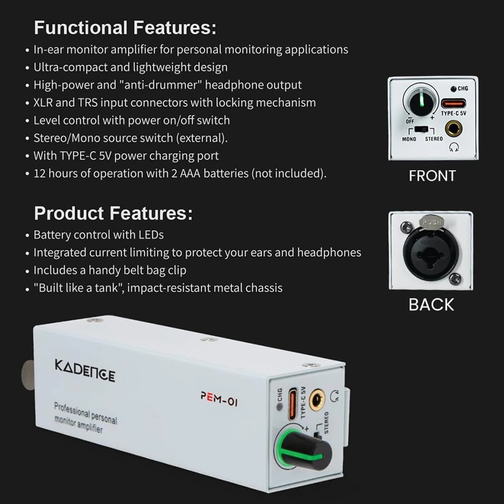 Kadence PEM-01 Jamming Series In-Ear Monitor Amplifier, view 4 of 6