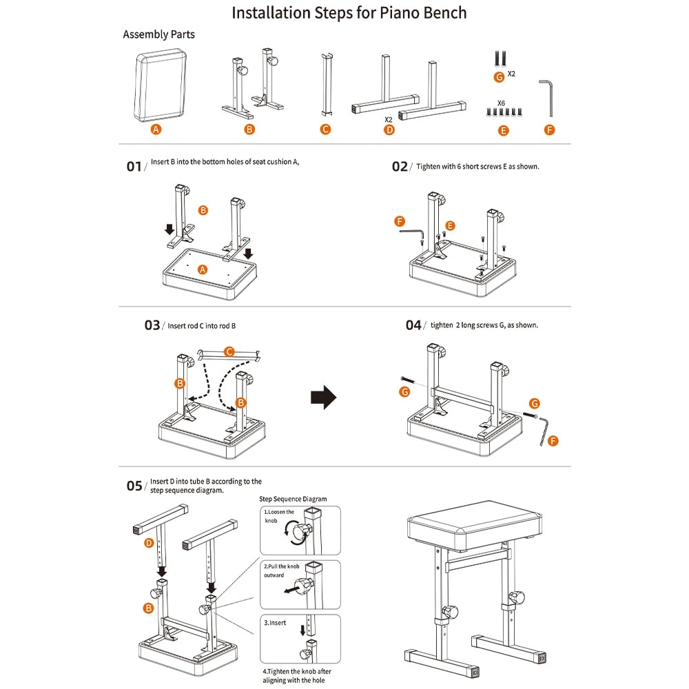 Kadence NK603 Piano Bench, view 6 of 6