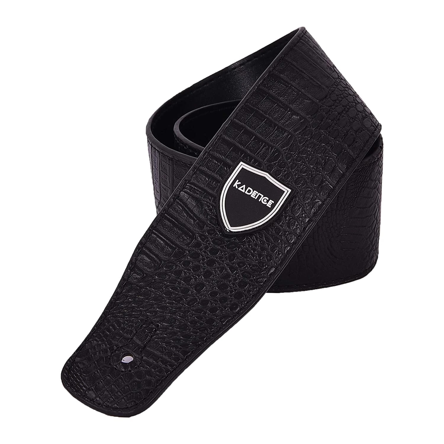 Jamming Series Guitar Strap with Faux Snakeskin Texture · Black