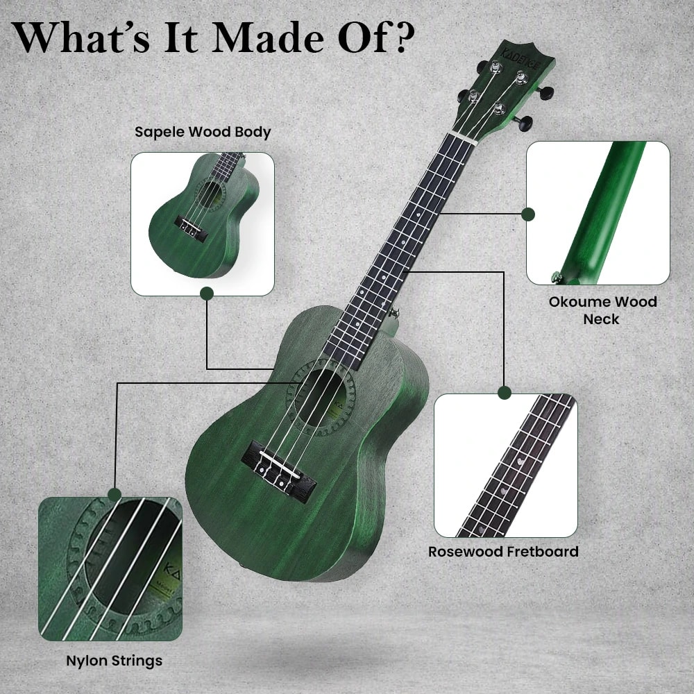 Kadence UKTWGN Concert 23" Acoustic Ukulele, view 9 of 15