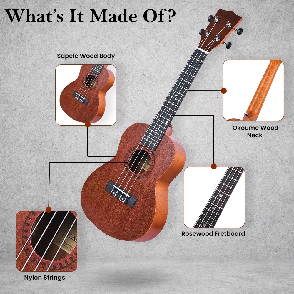 Kadence UKTWC Concert 23" Acoustic Ukulele, view 5 of 17