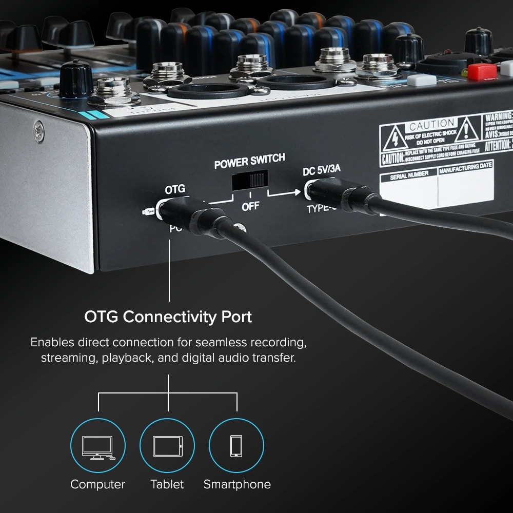 Kadence KOTG-4 Jamming Series 4 Channel Audio Mixer with OTG Recording, view 5 of 5