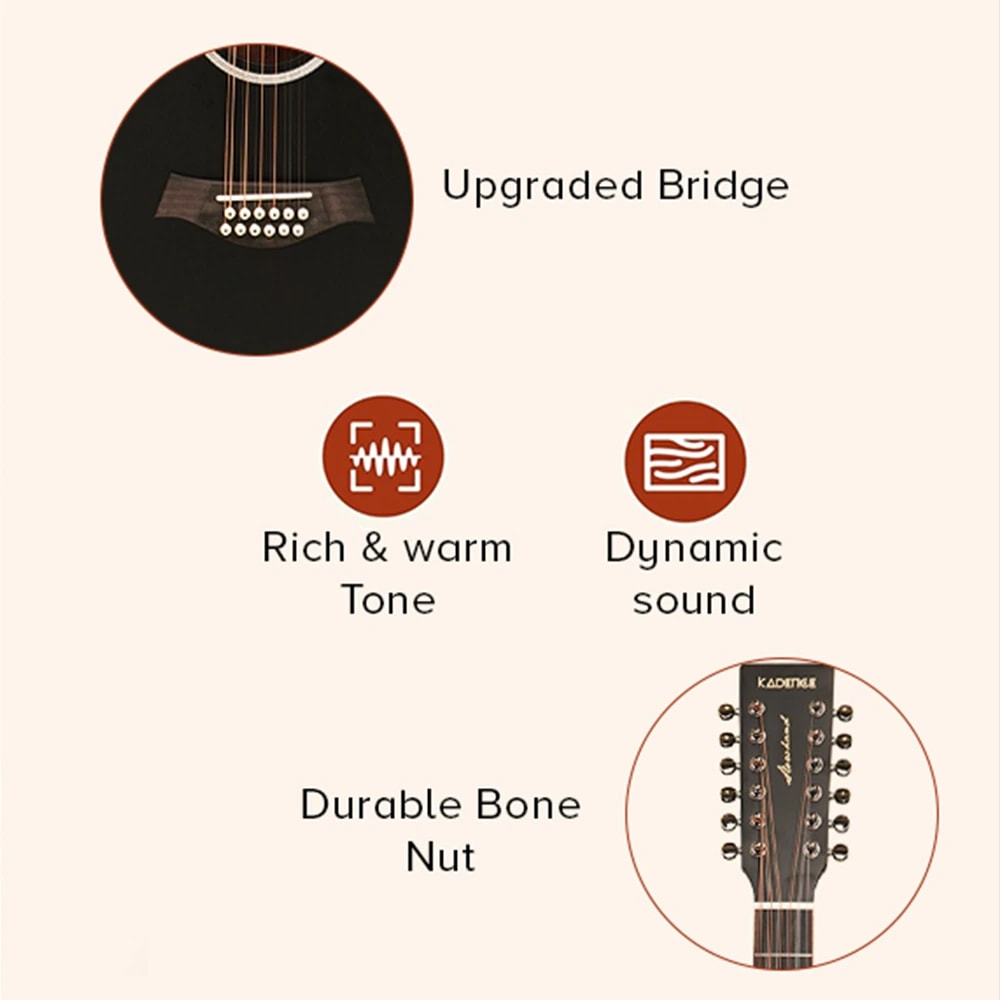 Kadence SH04-12EQ Slowhand 41" 12-String Electro Acoustic Guitar, view 3 of 6