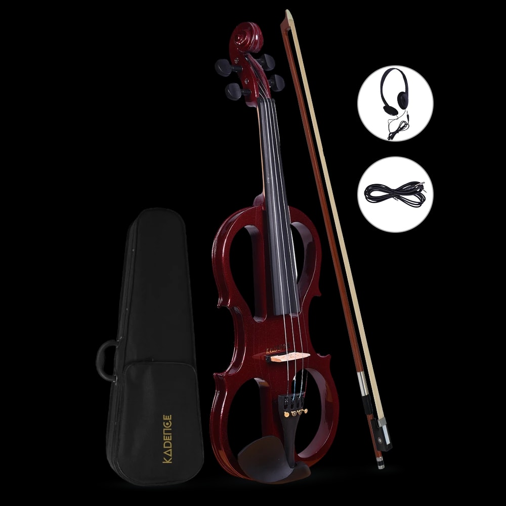 Kadence VE100 Vivaldi Electric Violin | 4/4 Full Size with Basswood Body & Brazilwood Bow | Built-in Pickup | Includes Lightweight Case, Bow, Rosin, AUX Cable, Headphone & Learning Course