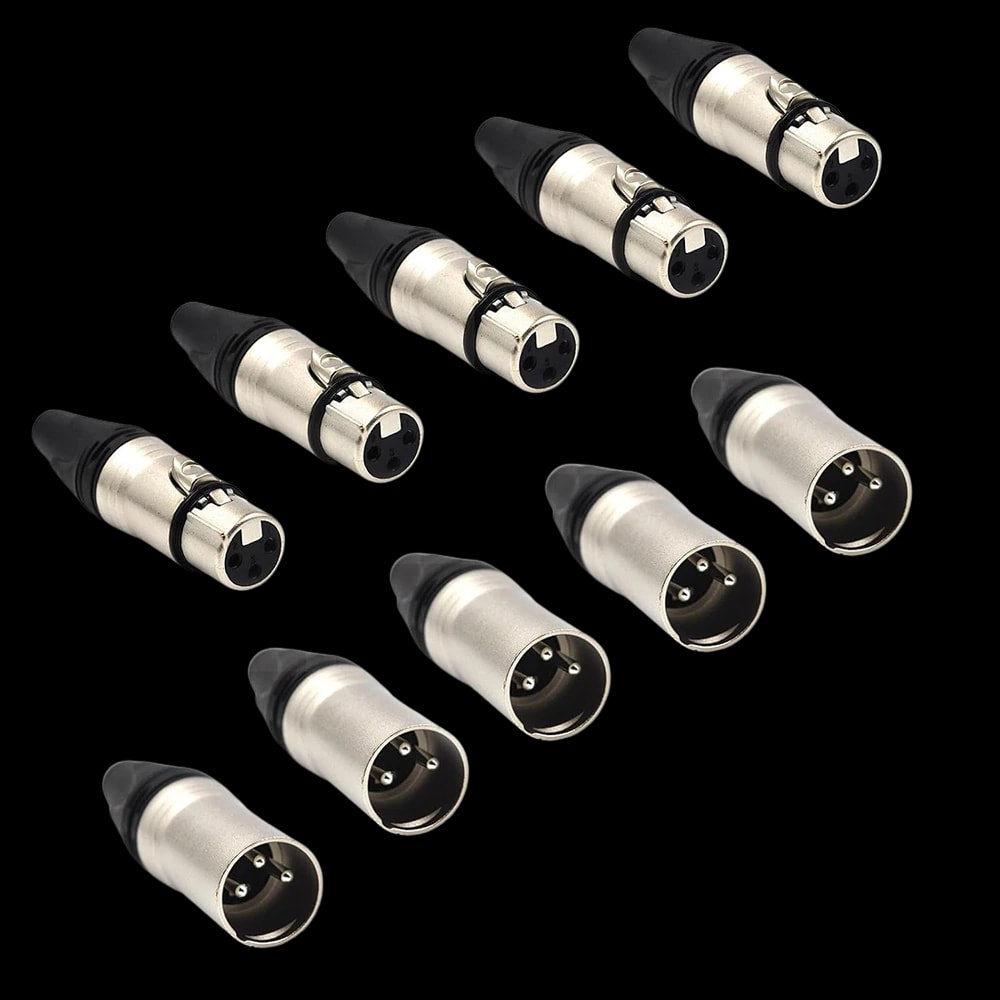 Kadence XLR-PRO-5 Jamming Series 3-Pin XLR Solder Type Connector Set | 5 Male & 5 Female Connectors | Suits Standard Mic & Audio Cable | For Low Noise & Interference