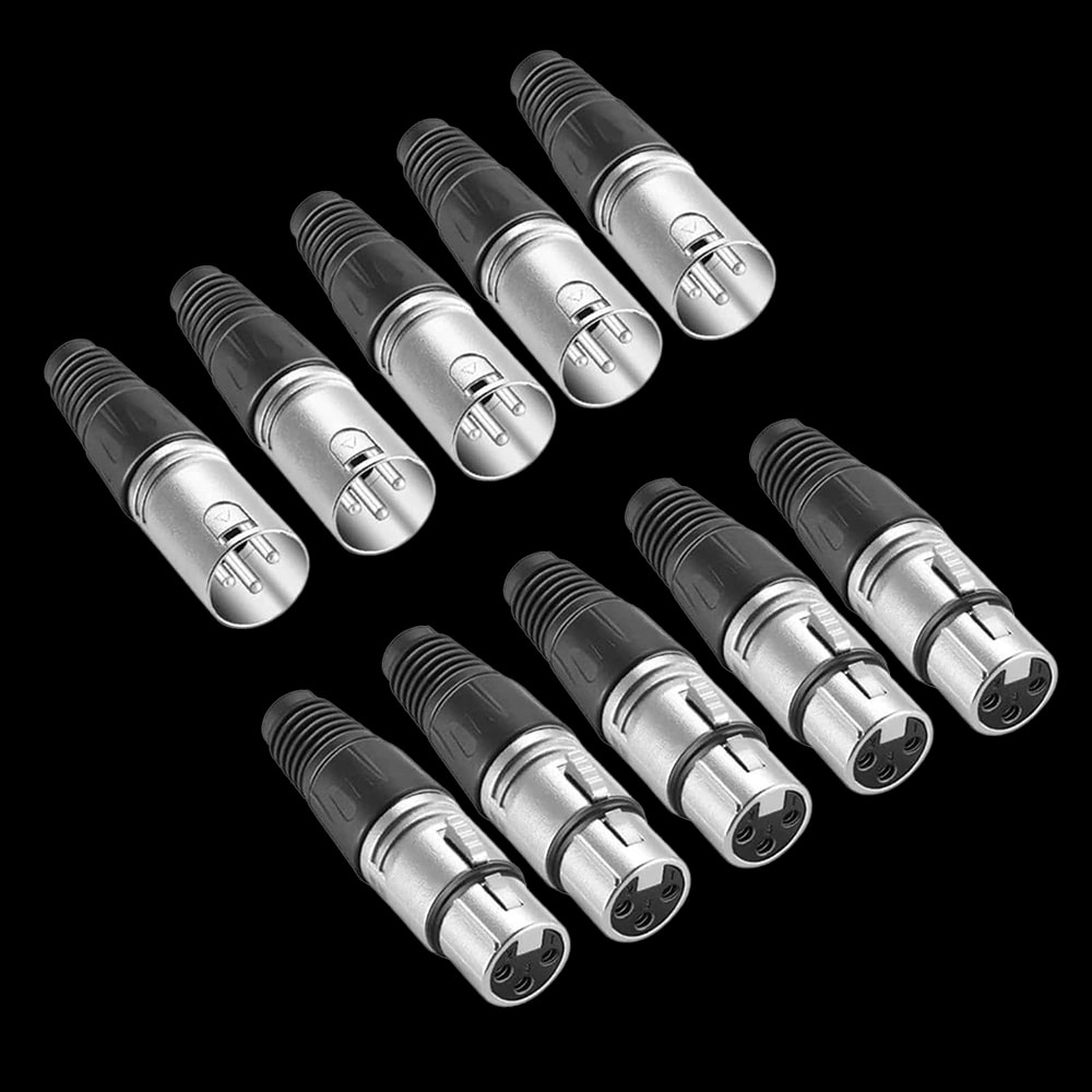Kadence KXLR5 Home Series XLR Connector Set | 3-Pin Male & Female (5+5) | Zinc Alloy Metal Body | Solder-Type Audio Connectors for Mic & XLR Cables