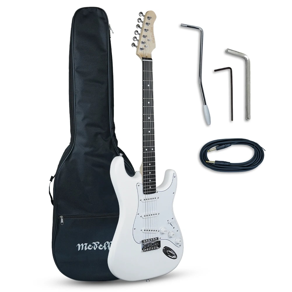 Medellin MDE1WH 38" ST-Style Electric Guitar, view 1 of 6