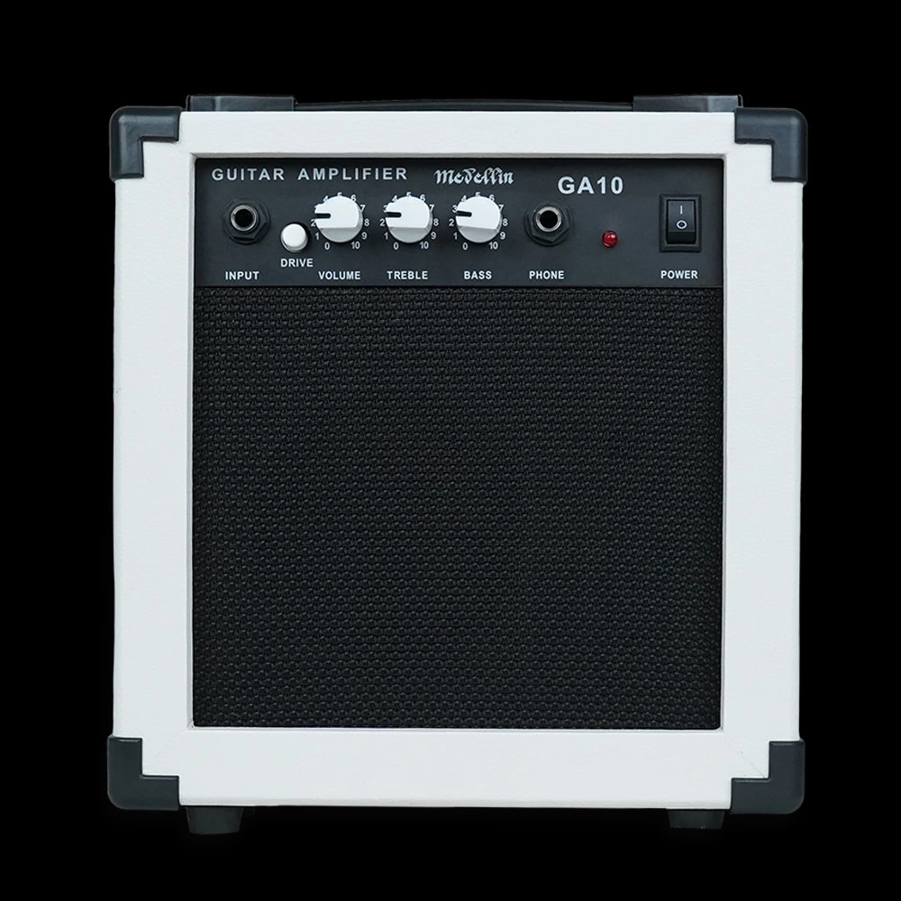 Medellin MED-AMP-10WH Home Series 10W Guitar Amplifier | 4" Speaker | Drive Control | Bass & Treble EQ | Headphone Output | Supports Electric & Electro-Acoustic Guitar