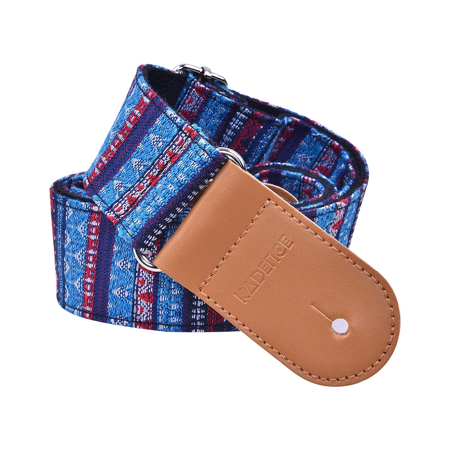 Kadence STP-PSG28C Jamming Series Adjustable Guitar Strap with Bohemian Pattern | 36–60 Inch Length with 1.5mm Soft Woven Fabric | Genuine Leather Ends | For Acoustic, Electric & Bass Guitars