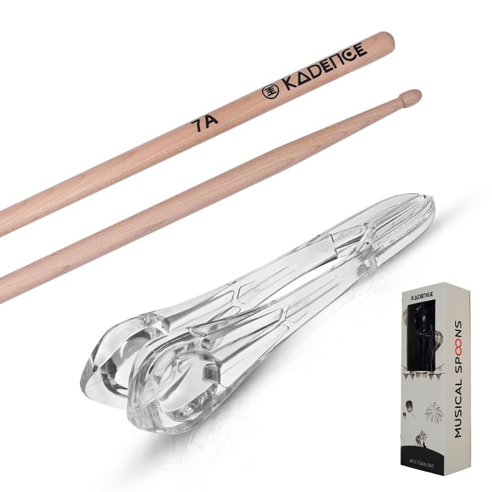 Kadence MW7A-MSPN Jamming Series 7A Maple Wood Drumsticks & 9" Polycarbonate Musical Spoon Combo, view 1 of 7