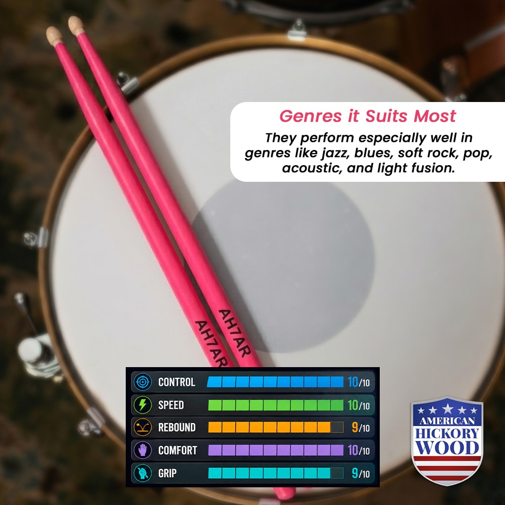Kadence AH7AR Touring Series Neon 7A Drumsticks, view 5 of 6