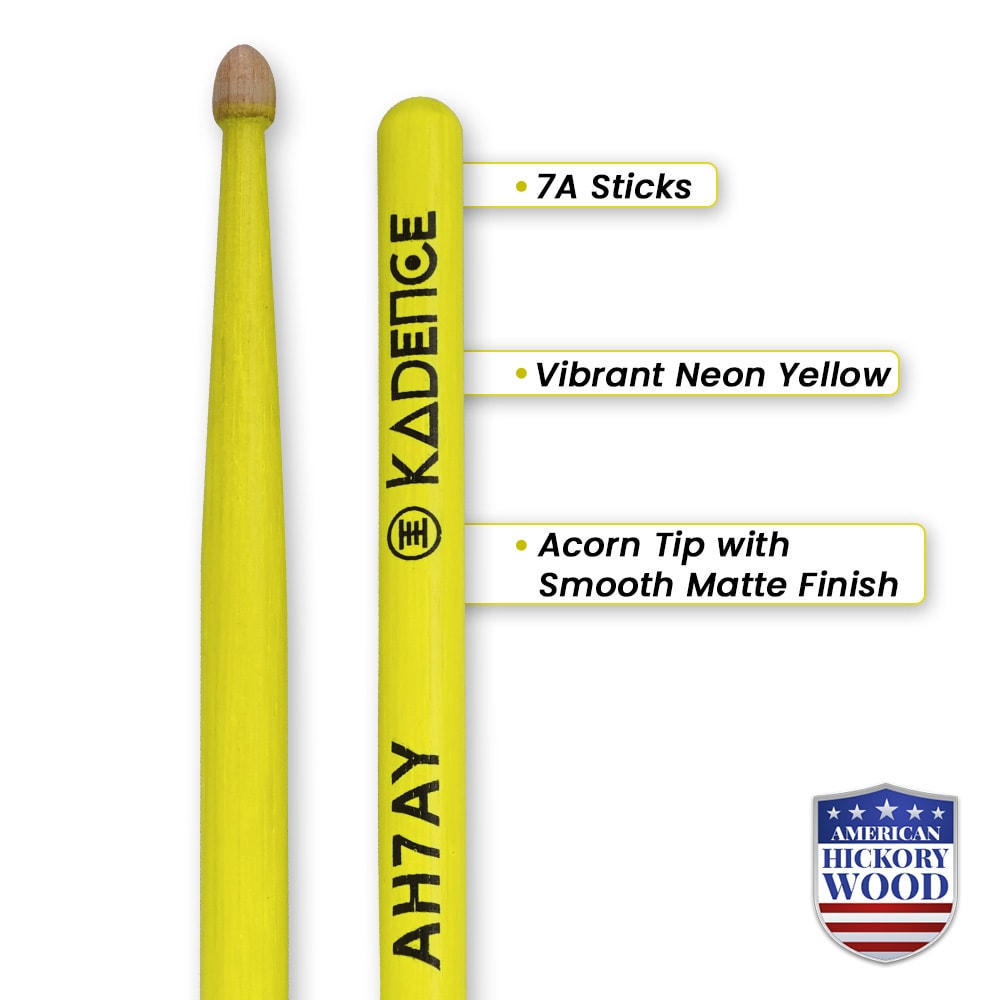 Kadence AH7AY Touring Series Neon 7A Drumsticks, view 3 of 6