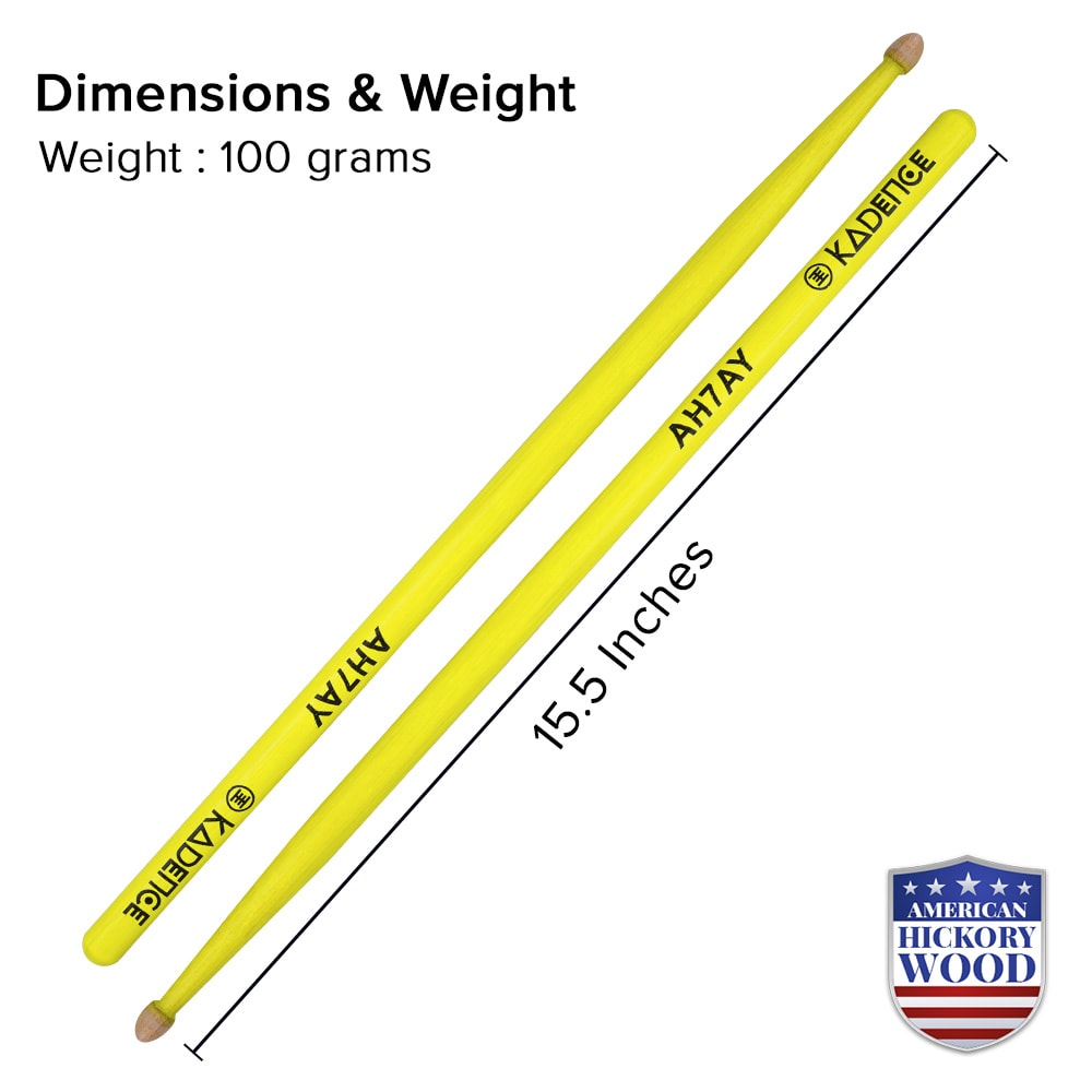 Kadence AH7AY Touring Series Neon 7A Drumsticks, view 4 of 6
