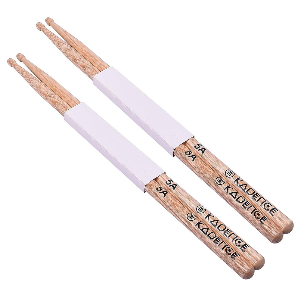 Kadence HW5A-C Jamming Series Drumsticks Combo | Pack of 2 | 5A Size Hickory Wood | Acorn Tip with Smooth Matte Finish | Pair Weighs 96 g