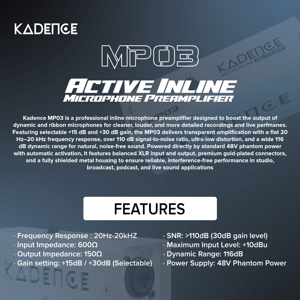 Kadence K-PA-MP03 Jamming Series Active Inline Mic Preamp, view 5 of 6