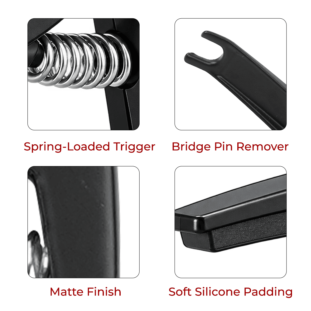 Kadence PRJ01-BK Jamming Series Guitar Capo with Bridge Pin Remover, view 3 of 6