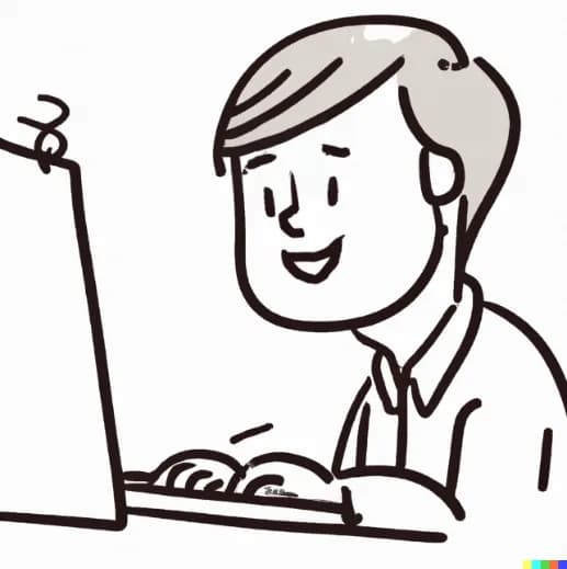 The same person smiling at the laptop, the question answered