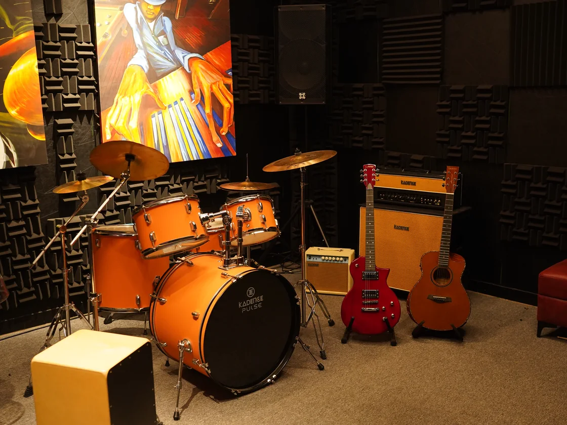 Drum kit, guitars and amps
