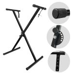 Heavy-Duty, Single X Piano Keyboard Stand with Locking Straps