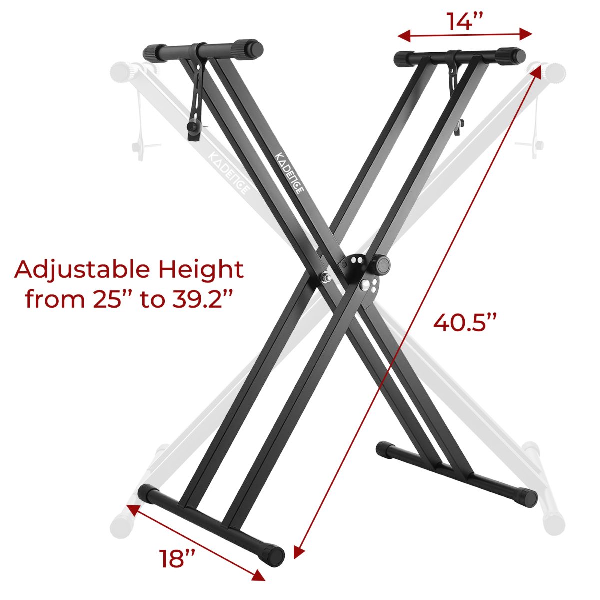 Kadence Adjustable Keyboard Stand – Heavy-Duty Double X Dual Braced with Locking Straps for Stability (NK13-3kg) - Image 3