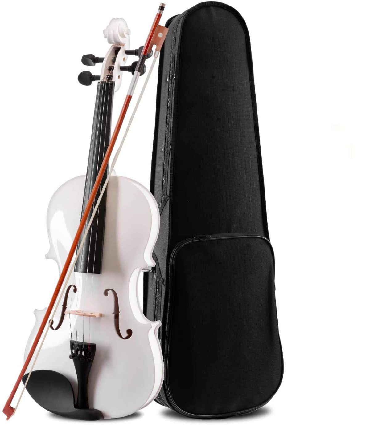 A 4/4 Spruce Wood White Violin with a horsehair bow and a case A 4/4 Spruce Wood White Violin with a horsehair bow and a case
