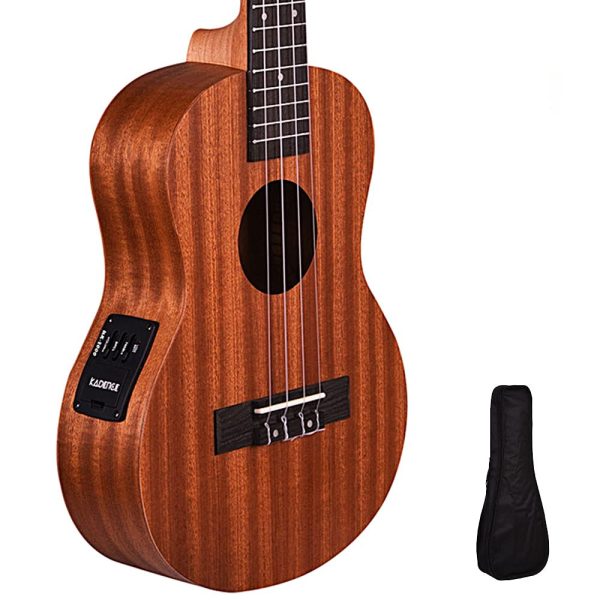 Mahogany wood Tenor ukulele with EQ and bag